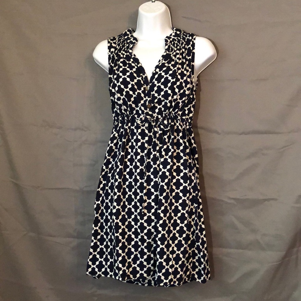 Blue & White Knee Length Dress